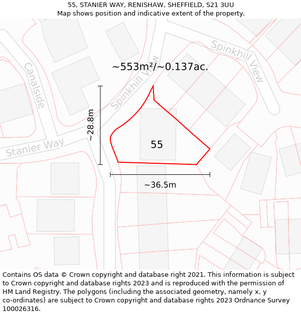 55, STANIER WAY, RENISHAW, SHEFFIELD, S21 3UU: Plot and title map