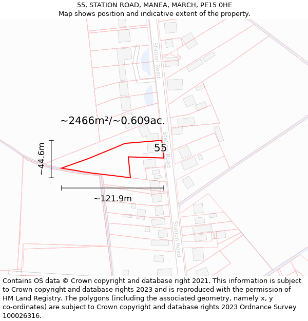 55, STATION ROAD, MANEA, MARCH, PE15 0HE: Plot and title map