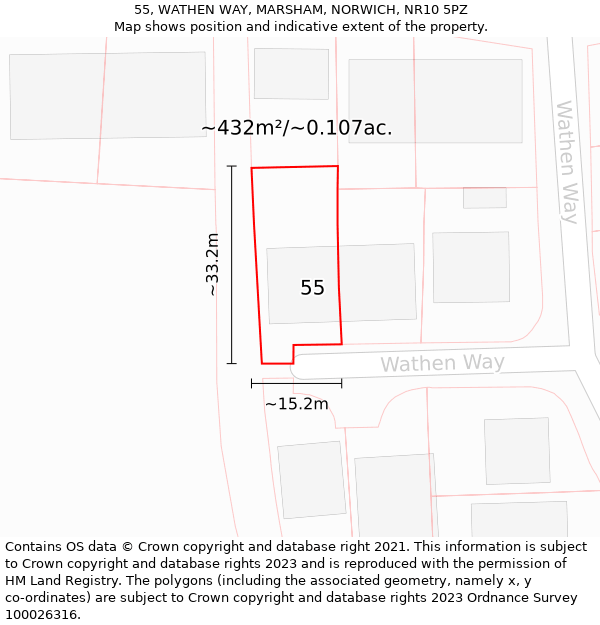 55, WATHEN WAY, MARSHAM, NORWICH, NR10 5PZ: Plot and title map