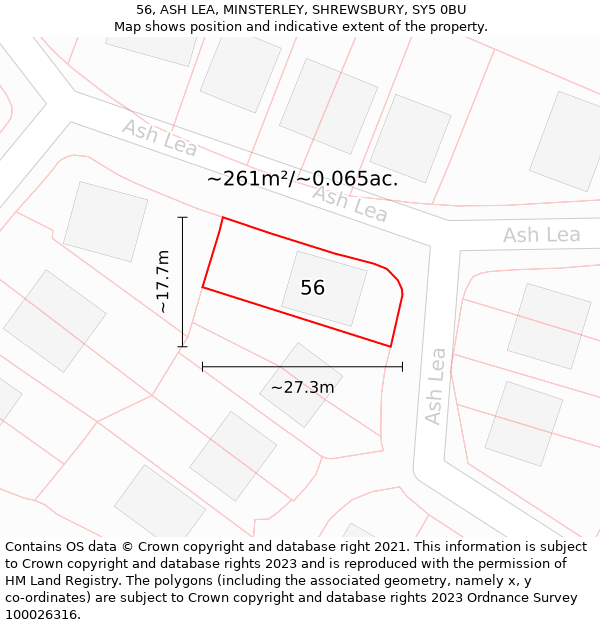 56, ASH LEA, MINSTERLEY, SHREWSBURY, SY5 0BU: Plot and title map