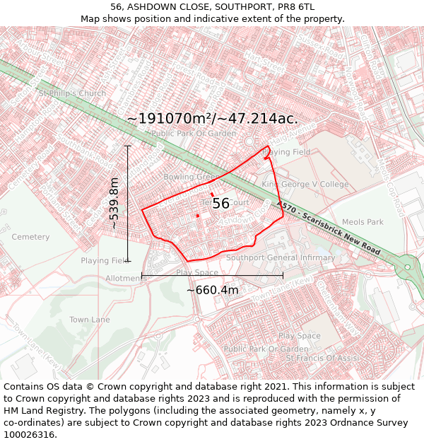 56, ASHDOWN CLOSE, SOUTHPORT, PR8 6TL: Plot and title map