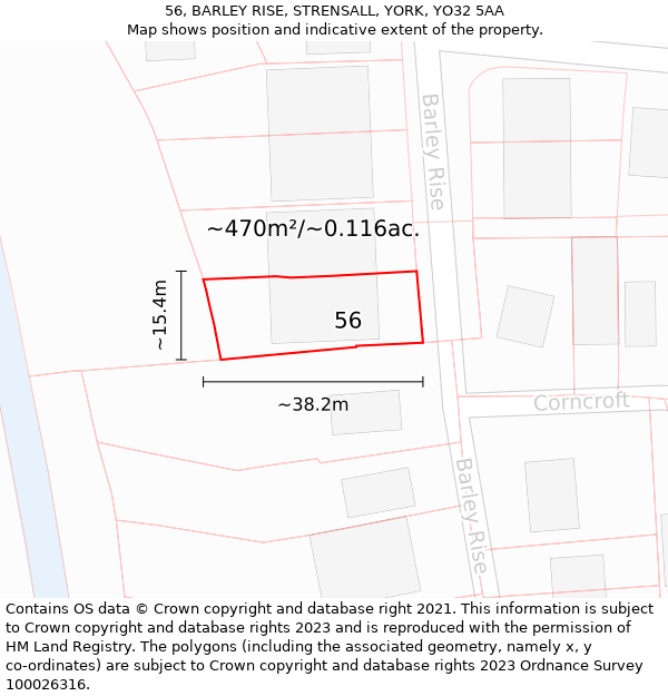 56, BARLEY RISE, STRENSALL, YORK, YO32 5AA: Plot and title map