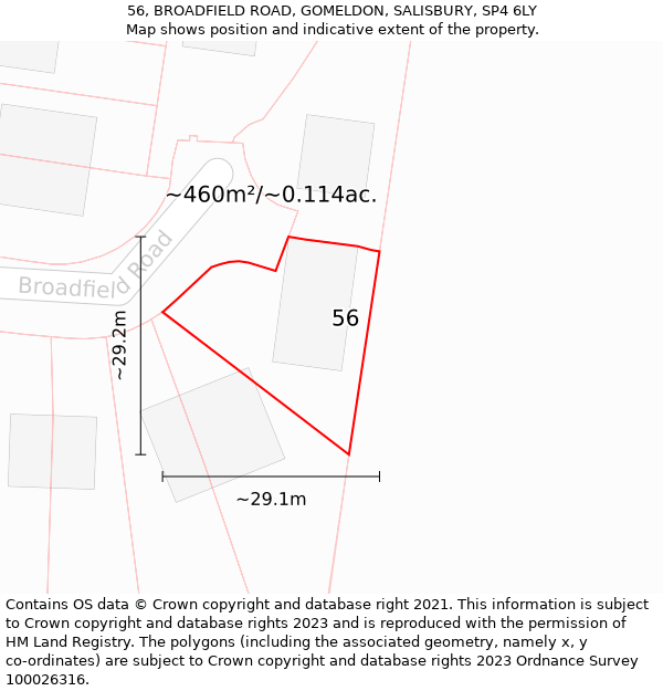 56, BROADFIELD ROAD, GOMELDON, SALISBURY, SP4 6LY: Plot and title map
