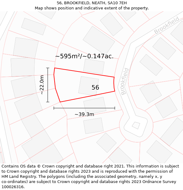 56, BROOKFIELD, NEATH, SA10 7EH: Plot and title map