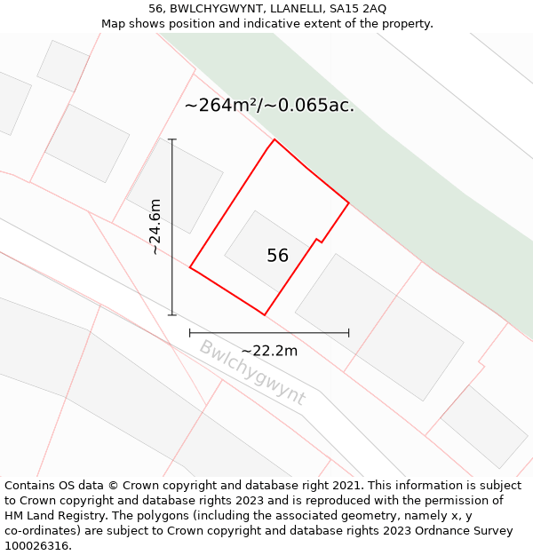 56, BWLCHYGWYNT, LLANELLI, SA15 2AQ: Plot and title map