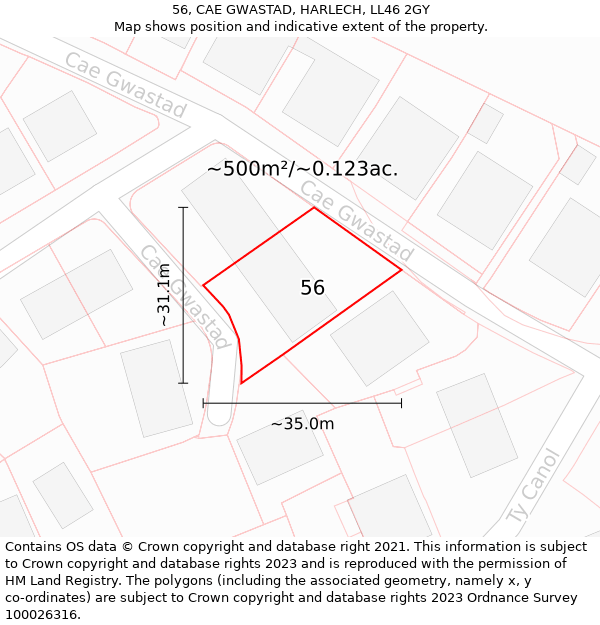 56, CAE GWASTAD, HARLECH, LL46 2GY: Plot and title map