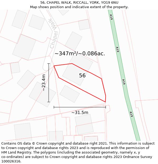 56, CHAPEL WALK, RICCALL, YORK, YO19 6NU: Plot and title map