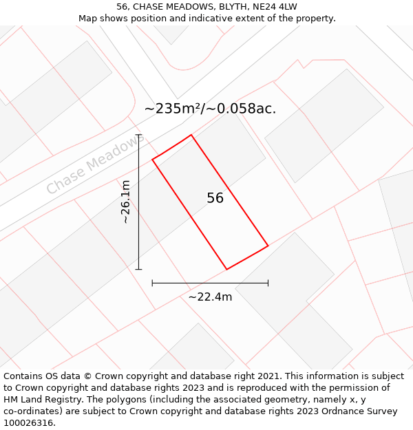 56, CHASE MEADOWS, BLYTH, NE24 4LW: Plot and title map