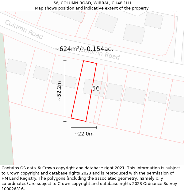 56, COLUMN ROAD, WIRRAL, CH48 1LH: Plot and title map