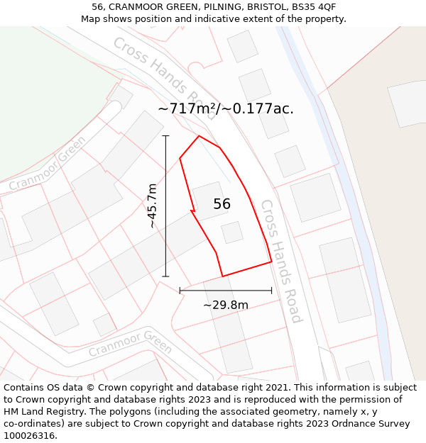 56, CRANMOOR GREEN, PILNING, BRISTOL, BS35 4QF: Plot and title map