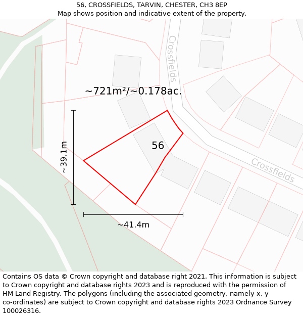 56, CROSSFIELDS, TARVIN, CHESTER, CH3 8EP: Plot and title map