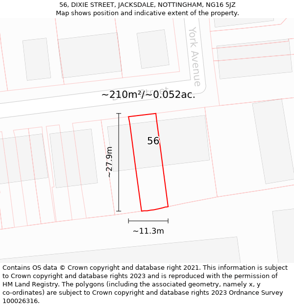 56, DIXIE STREET, JACKSDALE, NOTTINGHAM, NG16 5JZ: Plot and title map