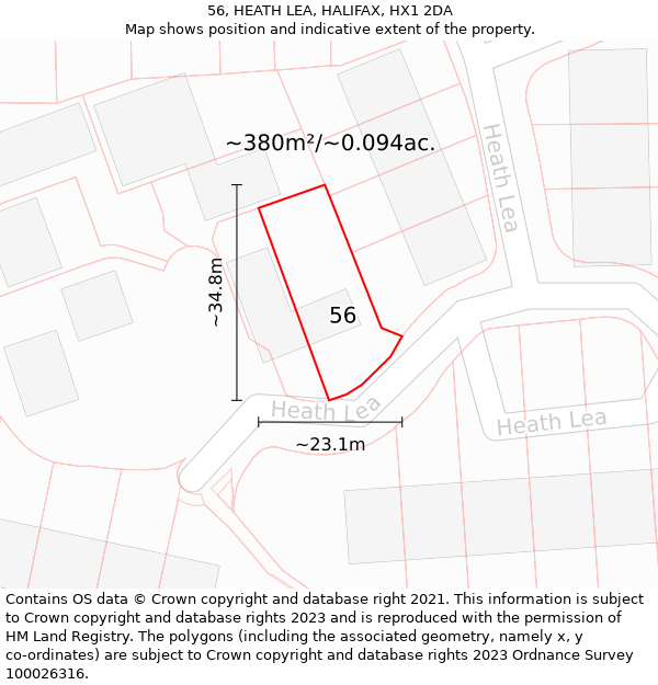 56, HEATH LEA, HALIFAX, HX1 2DA: Plot and title map