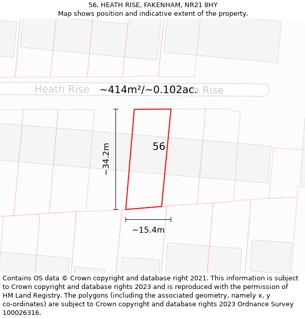 56, HEATH RISE, FAKENHAM, NR21 8HY: Plot and title map