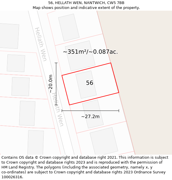 56, HELLATH WEN, NANTWICH, CW5 7BB: Plot and title map