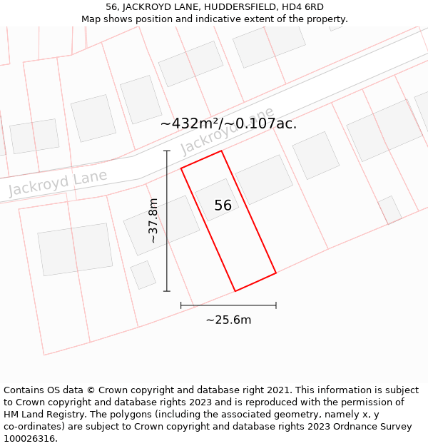 56, JACKROYD LANE, HUDDERSFIELD, HD4 6RD: Plot and title map