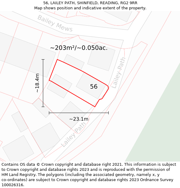 56, LAILEY PATH, SHINFIELD, READING, RG2 9RR: Plot and title map