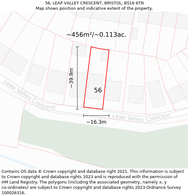 56, LEAP VALLEY CRESCENT, BRISTOL, BS16 6TN: Plot and title map