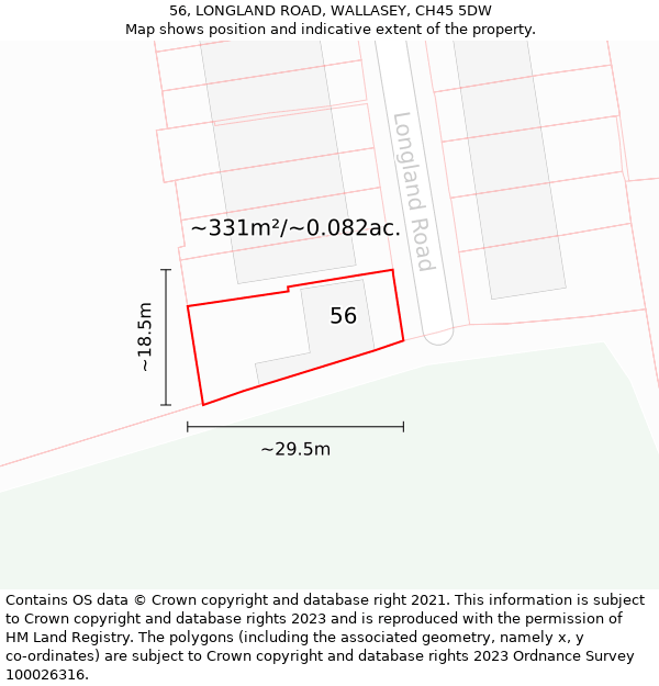 56, LONGLAND ROAD, WALLASEY, CH45 5DW: Plot and title map