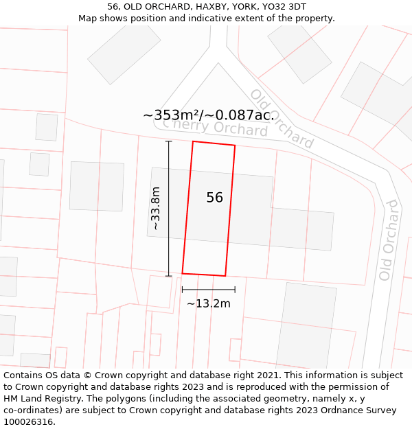 56, OLD ORCHARD, HAXBY, YORK, YO32 3DT: Plot and title map