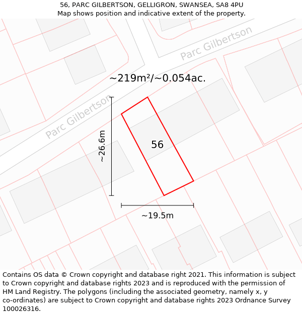 56, PARC GILBERTSON, GELLIGRON, SWANSEA, SA8 4PU: Plot and title map