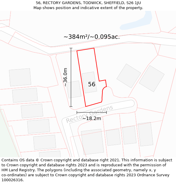 56, RECTORY GARDENS, TODWICK, SHEFFIELD, S26 1JU: Plot and title map