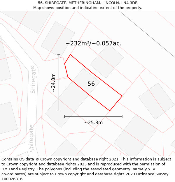 56, SHIREGATE, METHERINGHAM, LINCOLN, LN4 3DR: Plot and title map