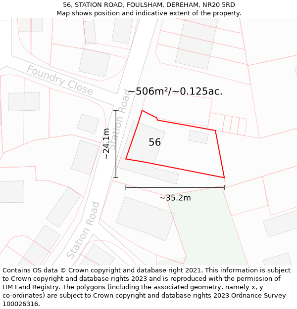 56, STATION ROAD, FOULSHAM, DEREHAM, NR20 5RD: Plot and title map