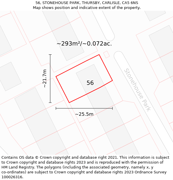 56, STONEHOUSE PARK, THURSBY, CARLISLE, CA5 6NS: Plot and title map