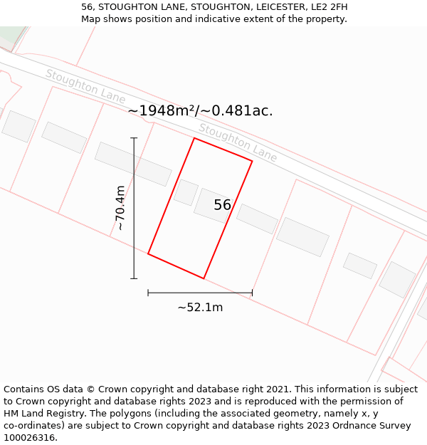 56, STOUGHTON LANE, STOUGHTON, LEICESTER, LE2 2FH: Plot and title map