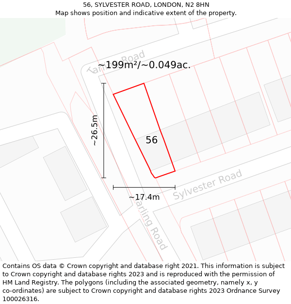 56, SYLVESTER ROAD, LONDON, N2 8HN: Plot and title map