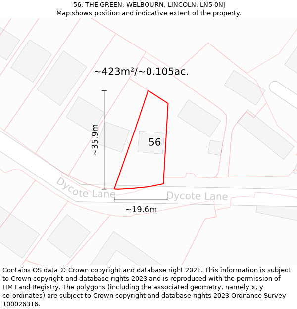 56, THE GREEN, WELBOURN, LINCOLN, LN5 0NJ: Plot and title map