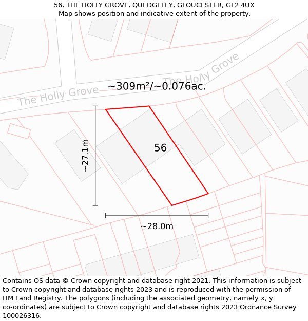 56, THE HOLLY GROVE, QUEDGELEY, GLOUCESTER, GL2 4UX: Plot and title map