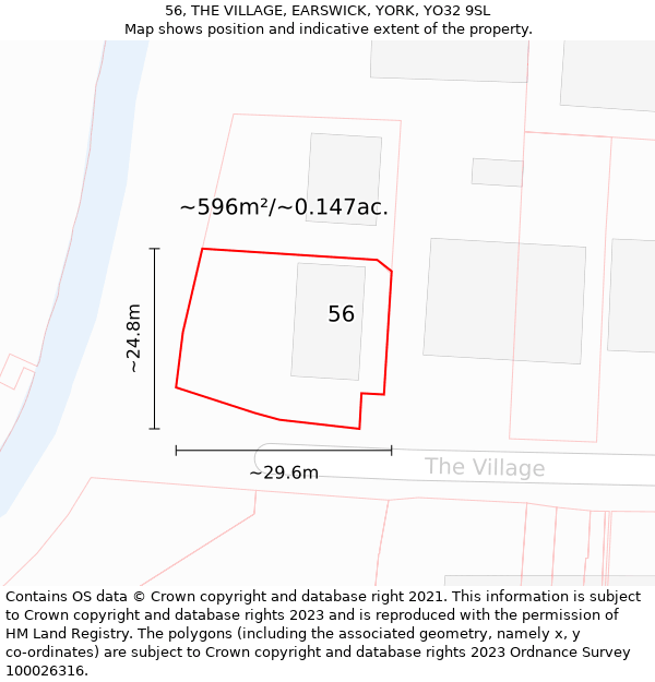 56, THE VILLAGE, EARSWICK, YORK, YO32 9SL: Plot and title map