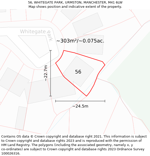 56, WHITEGATE PARK, URMSTON, MANCHESTER, M41 6LW: Plot and title map