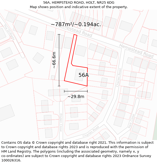 56A, HEMPSTEAD ROAD, HOLT, NR25 6DG: Plot and title map