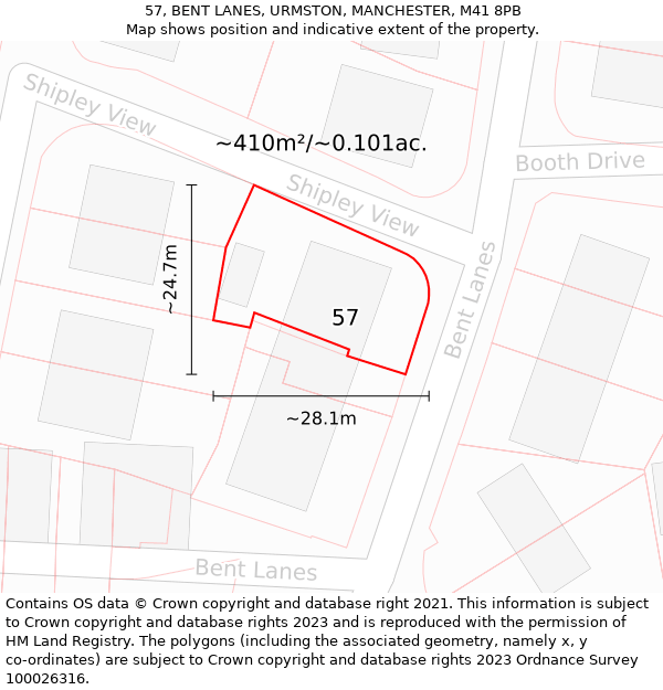 57, BENT LANES, URMSTON, MANCHESTER, M41 8PB: Plot and title map