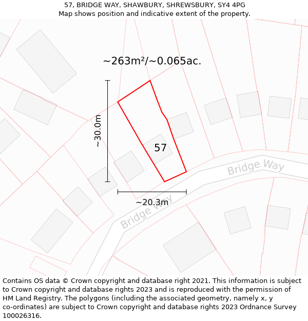 57, BRIDGE WAY, SHAWBURY, SHREWSBURY, SY4 4PG: Plot and title map