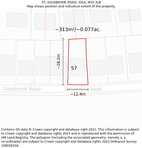57, DALEBROOK ROAD, SALE, M33 3LB: Plot and title map