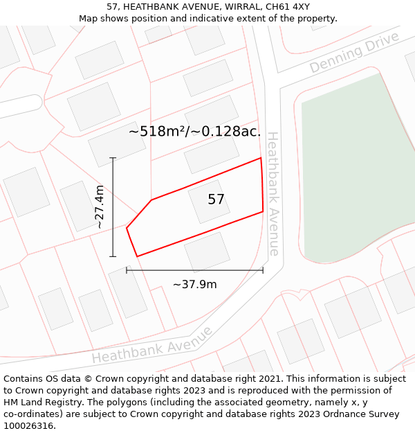 57, HEATHBANK AVENUE, WIRRAL, CH61 4XY: Plot and title map