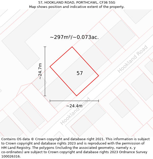 57, HOOKLAND ROAD, PORTHCAWL, CF36 5SG: Plot and title map