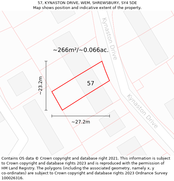 57, KYNASTON DRIVE, WEM, SHREWSBURY, SY4 5DE: Plot and title map