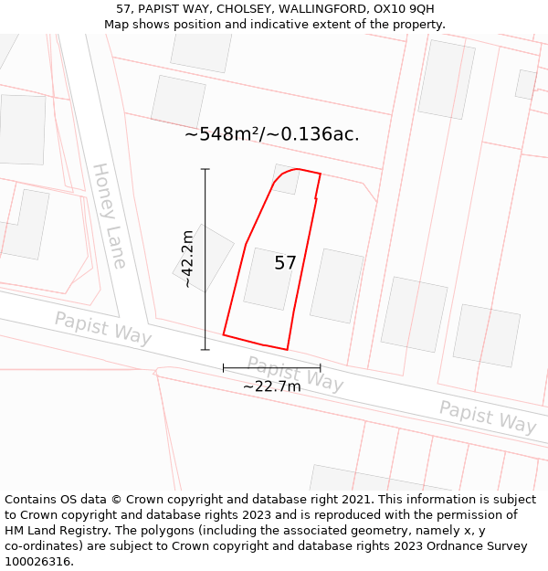 57, PAPIST WAY, CHOLSEY, WALLINGFORD, OX10 9QH: Plot and title map