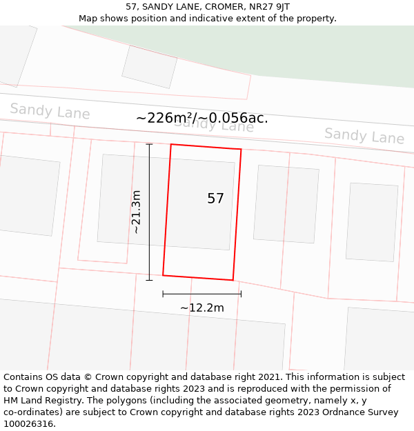 57, SANDY LANE, CROMER, NR27 9JT: Plot and title map