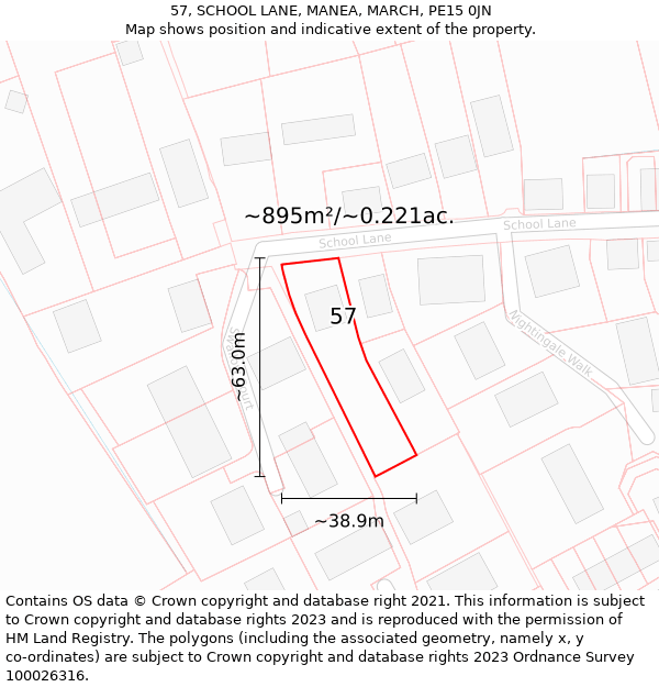 57, SCHOOL LANE, MANEA, MARCH, PE15 0JN: Plot and title map