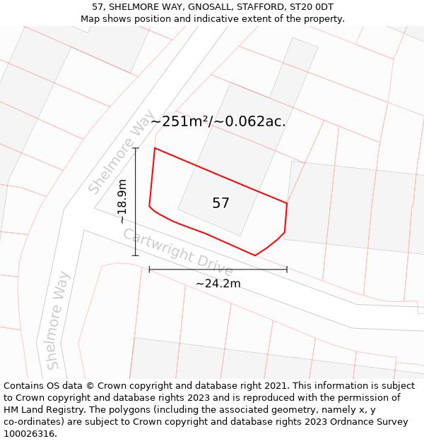 57, SHELMORE WAY, GNOSALL, STAFFORD, ST20 0DT: Plot and title map