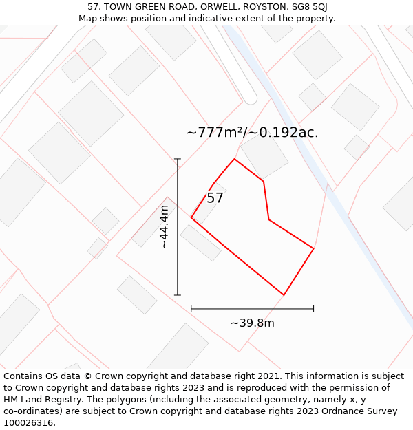 57, TOWN GREEN ROAD, ORWELL, ROYSTON, SG8 5QJ: Plot and title map