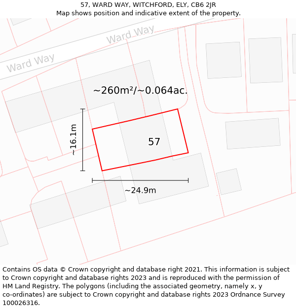 57, WARD WAY, WITCHFORD, ELY, CB6 2JR: Plot and title map