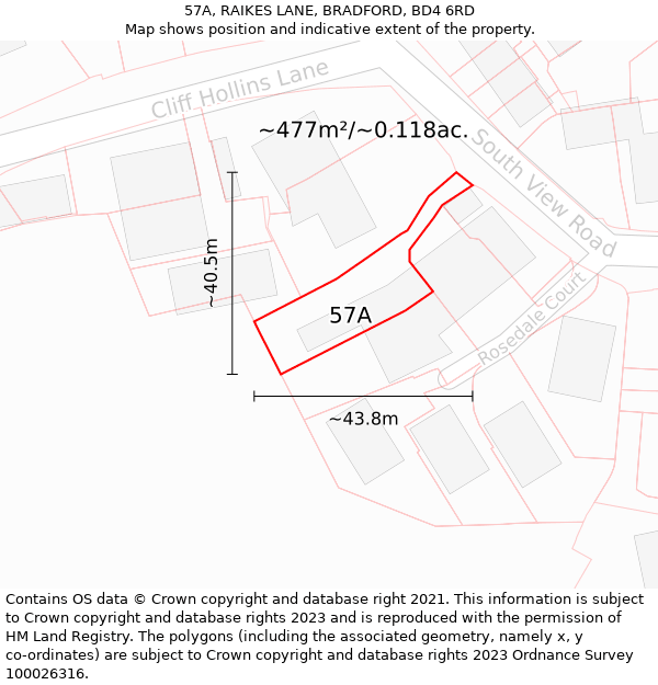 57A, RAIKES LANE, BRADFORD, BD4 6RD: Plot and title map