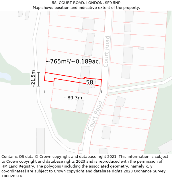 58, COURT ROAD, LONDON, SE9 5NP: Plot and title map